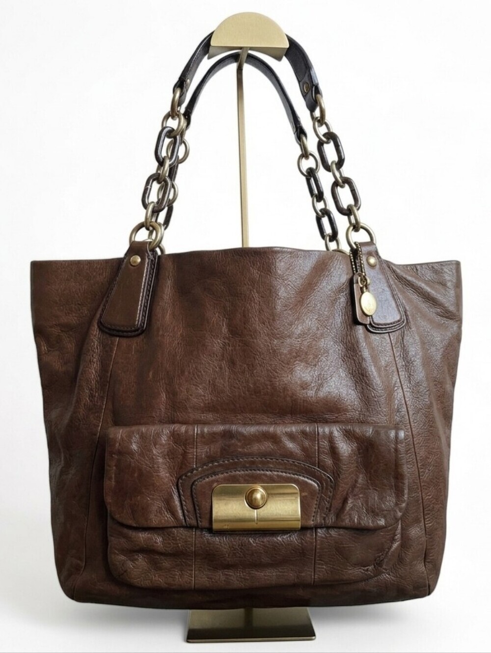 Coach Vintage Kristin Brown Leather Tote / Hobo (Style 14214) Purple Lining - Picture 3 of 12